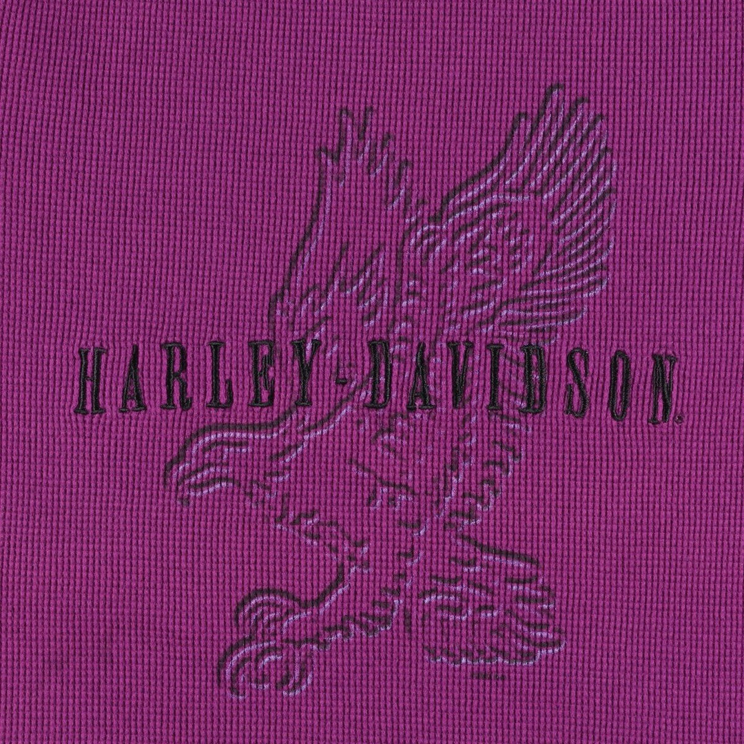 2000'S Harley-Davidson Eagle Pattern Motorcycle Thermal Long-Sleeve T-Shirt (Waffle) Made in USA, Women's Size M (approx.) cotton purple type Vintage Second Hand