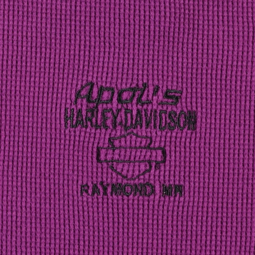 2000'S Harley-Davidson Eagle Pattern Motorcycle Thermal Long-Sleeve T-Shirt (Waffle) Made in USA, Women's Size M (approx.) cotton purple type Vintage Second Hand