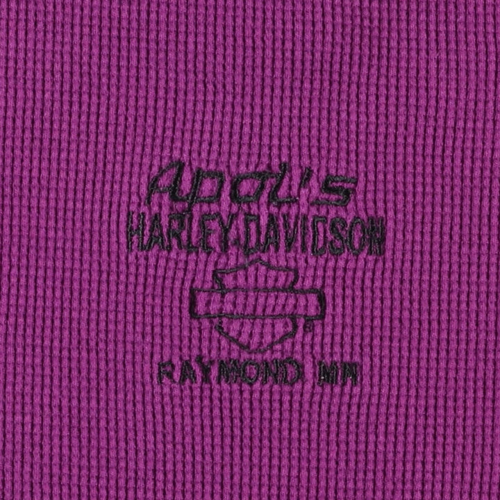 2000'S Harley-Davidson Eagle Pattern Motorcycle Thermal Long-Sleeve T-Shirt (Waffle) Made in USA, Women's Size M (approx.) cotton purple type Vintage Second Hand
