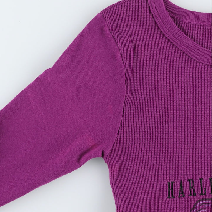 2000'S Harley-Davidson Eagle Pattern Motorcycle Thermal Long-Sleeve T-Shirt (Waffle) Made in USA, Women's Size M (approx.) cotton purple type Vintage Second Hand