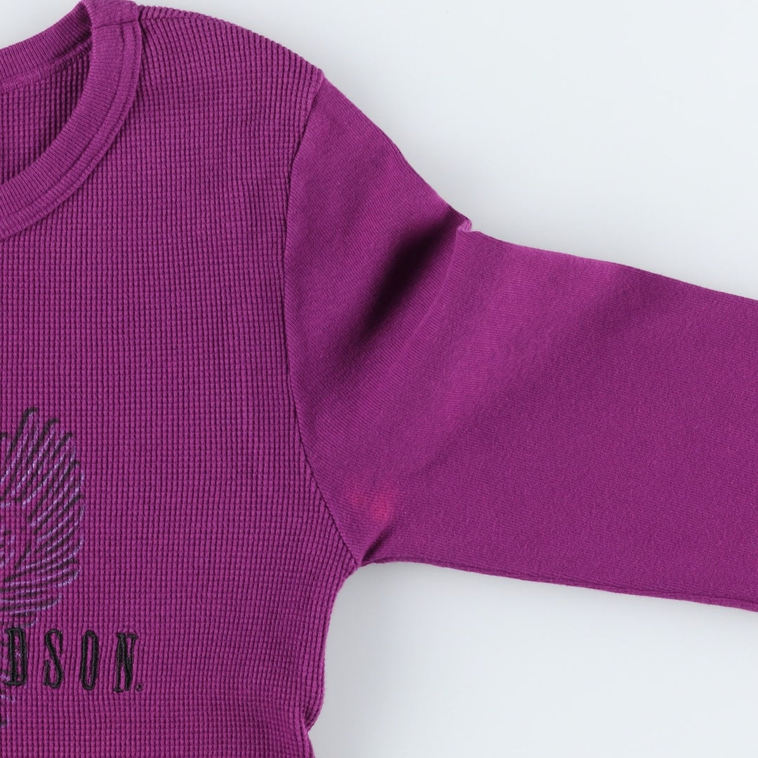 2000'S Harley-Davidson Eagle Pattern Motorcycle Thermal Long-Sleeve T-Shirt (Waffle) Made in USA, Women's Size M (approx.) cotton purple type Vintage Second Hand