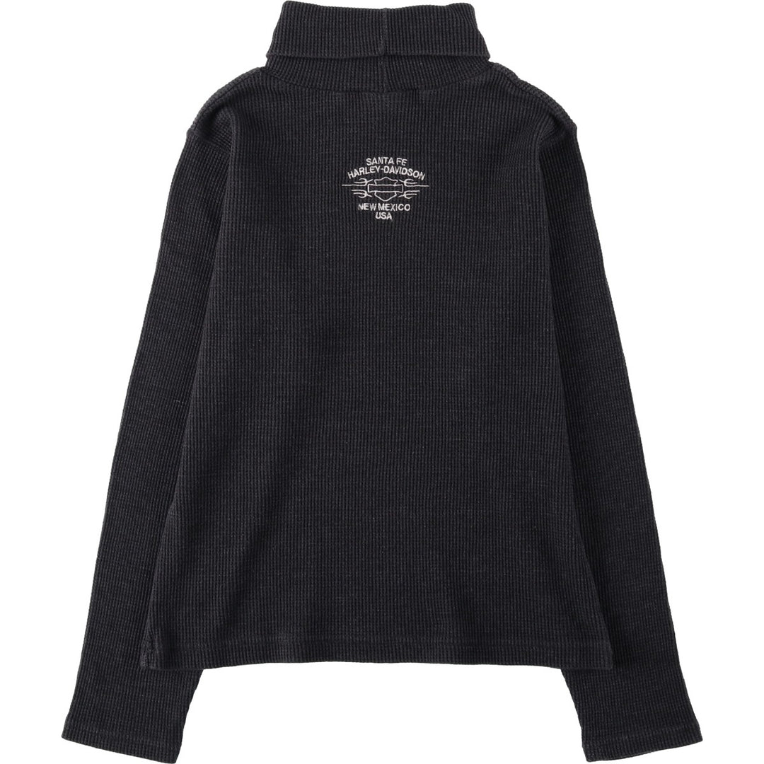 Harley-Davidson Turtleneck Thermal Long-Sleeve T-Shirt (Waffle Knit) - Women's Size M (approx.) unclear Charcoal Vintage Second Hand