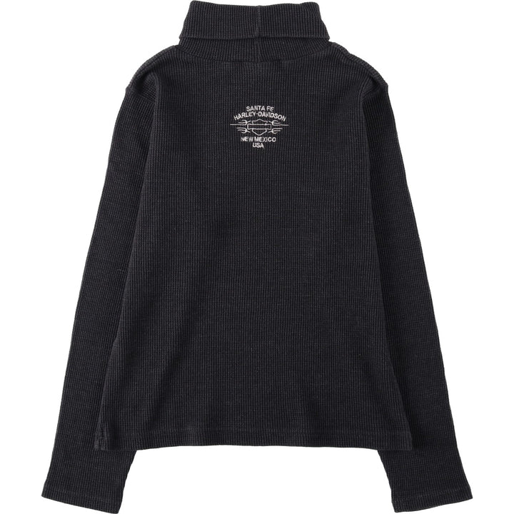 Harley-Davidson Turtleneck Thermal Long-Sleeve T-Shirt (Waffle Knit) - Women's Size M (approx.) unclear Charcoal Vintage Second Hand