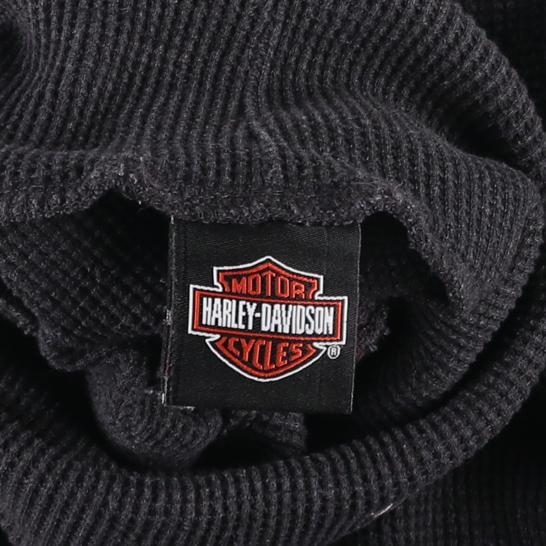 Harley-Davidson Turtleneck Thermal Long-Sleeve T-Shirt (Waffle Knit) - Women's Size M (approx.) unclear Charcoal Vintage Second Hand