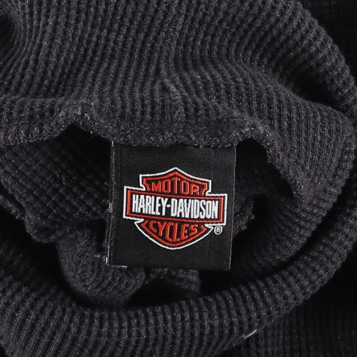 Harley-Davidson Turtleneck Thermal Long-Sleeve T-Shirt (Waffle Knit) - Women's Size M (approx.) unclear Charcoal Vintage Second Hand