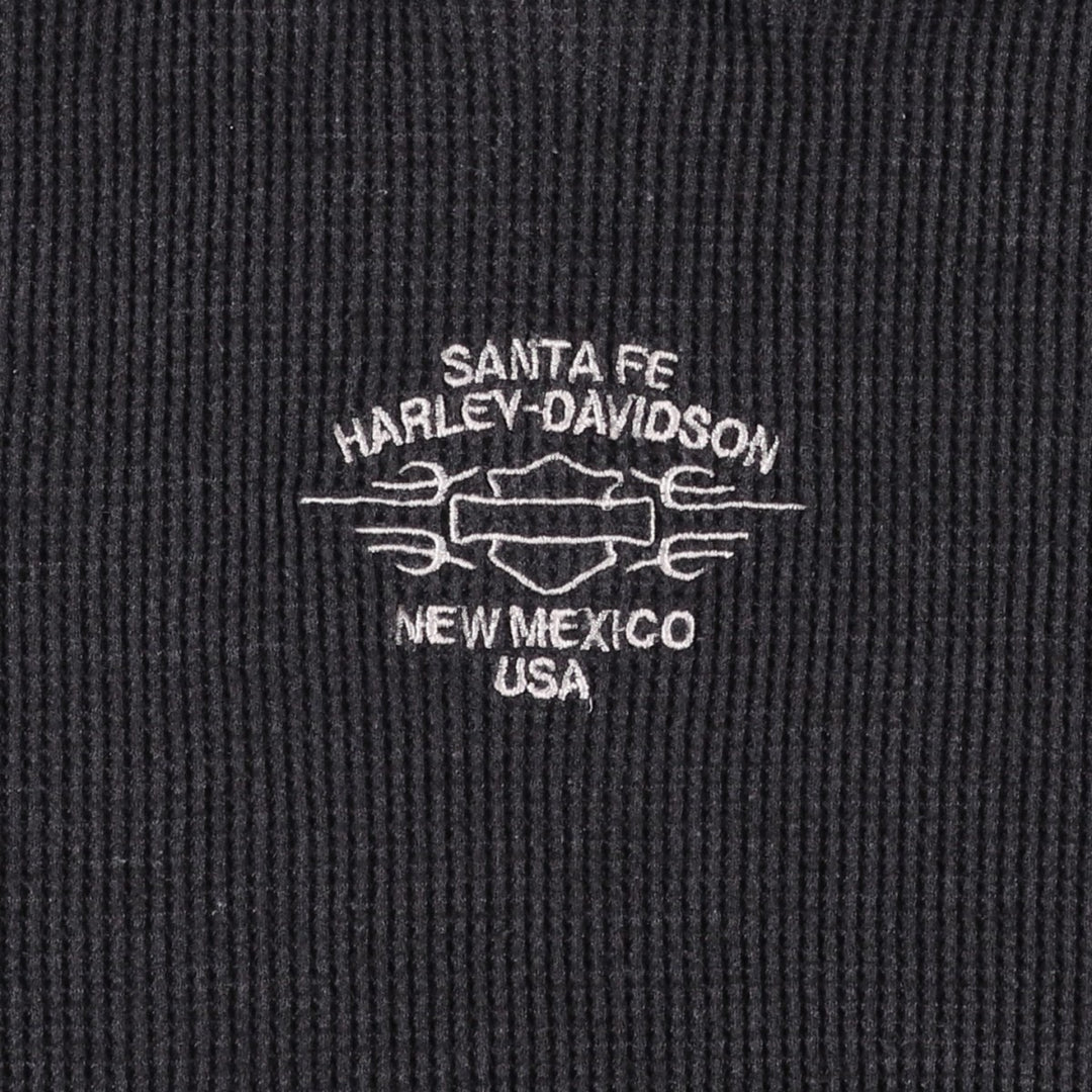 Harley-Davidson Turtleneck Thermal Long-Sleeve T-Shirt (Waffle Knit) - Women's Size M (approx.) unclear Charcoal Vintage Second Hand