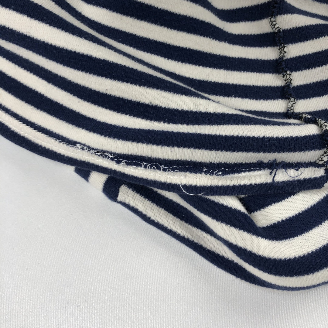 Border Pattern Boat Neck Long T-Shirt (Women's Size L) unclear blue type Vintage Second Hand