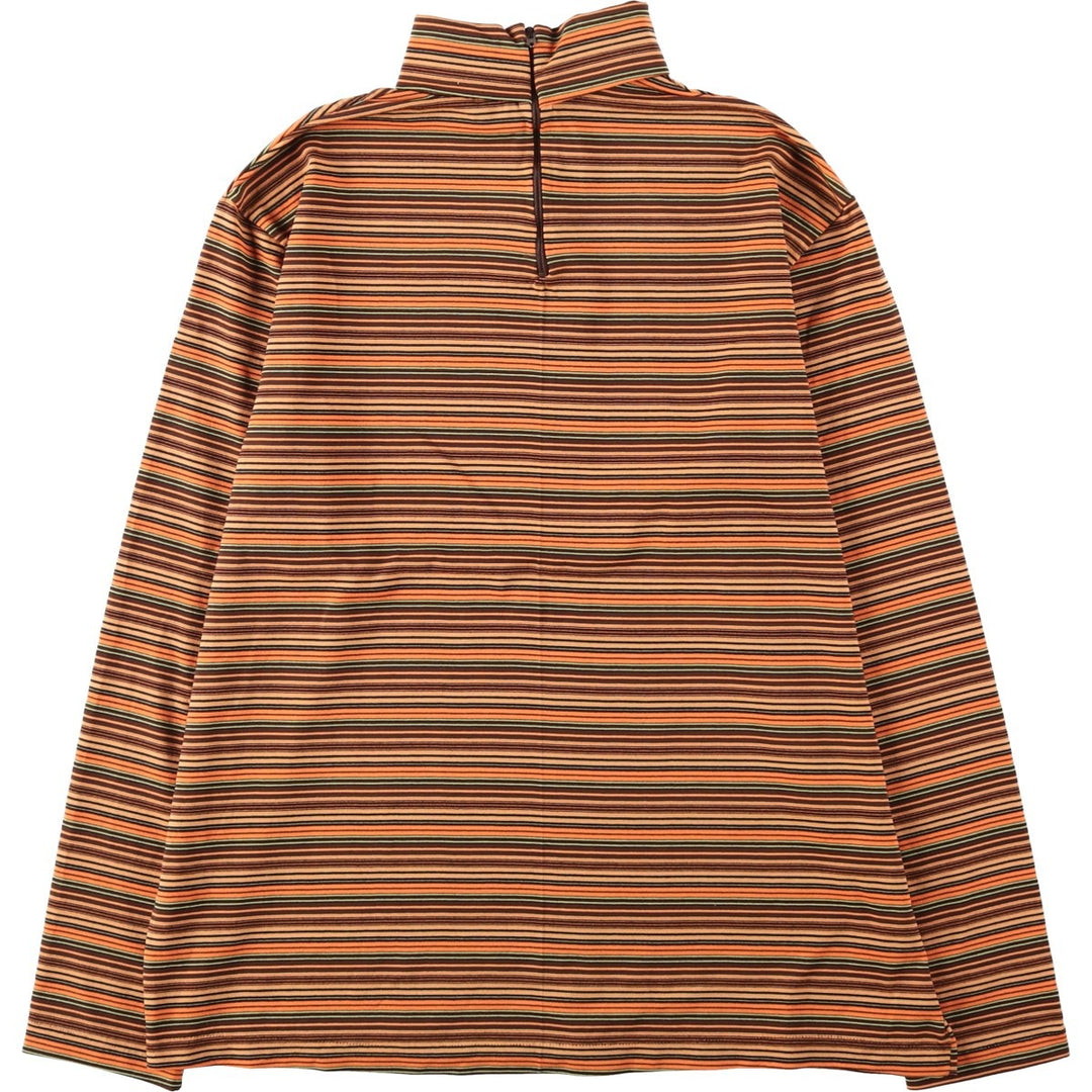 Gordon Border Pattern Turtleneck Long T-Shirt, Made in USA, Women's Size M unclear orange type Vintage Second Hand