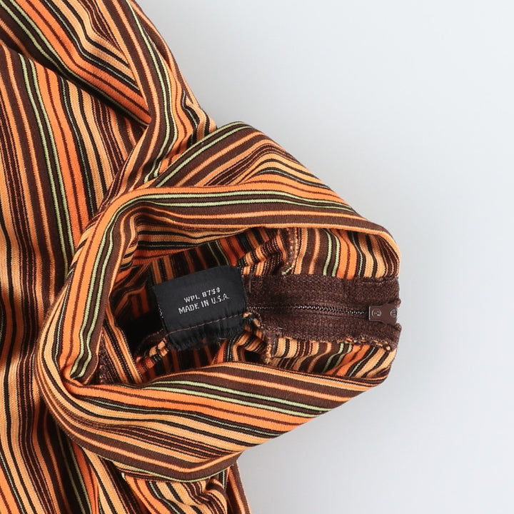 Gordon Border Pattern Turtleneck Long T-Shirt, Made in USA, Women's Size M unclear orange type Vintage Second Hand