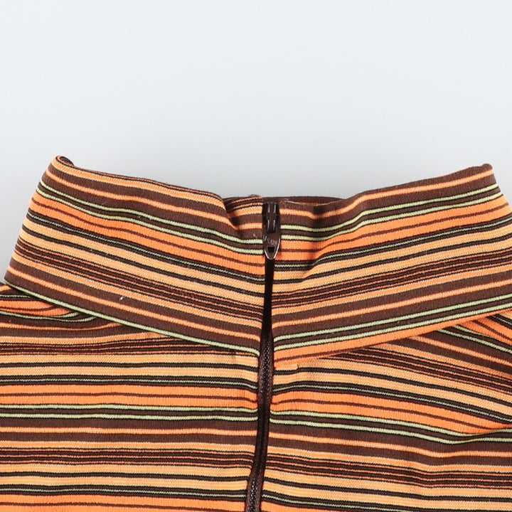 Gordon Border Pattern Turtleneck Long T-Shirt, Made in USA, Women's Size M unclear orange type Vintage Second Hand