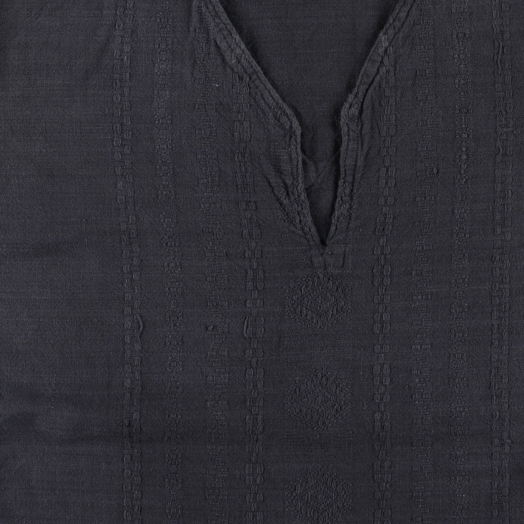 Slit neck long-sleeved pullover blouse, women's size XL equivalent. unclear black type Vintage Second Hand