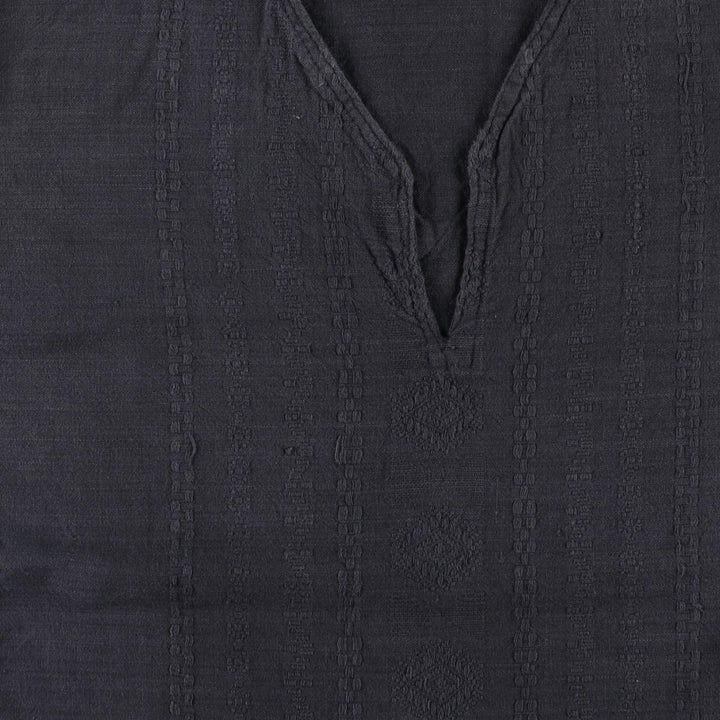 Slit neck long-sleeved pullover blouse, women's size XL equivalent. unclear black type Vintage Second Hand