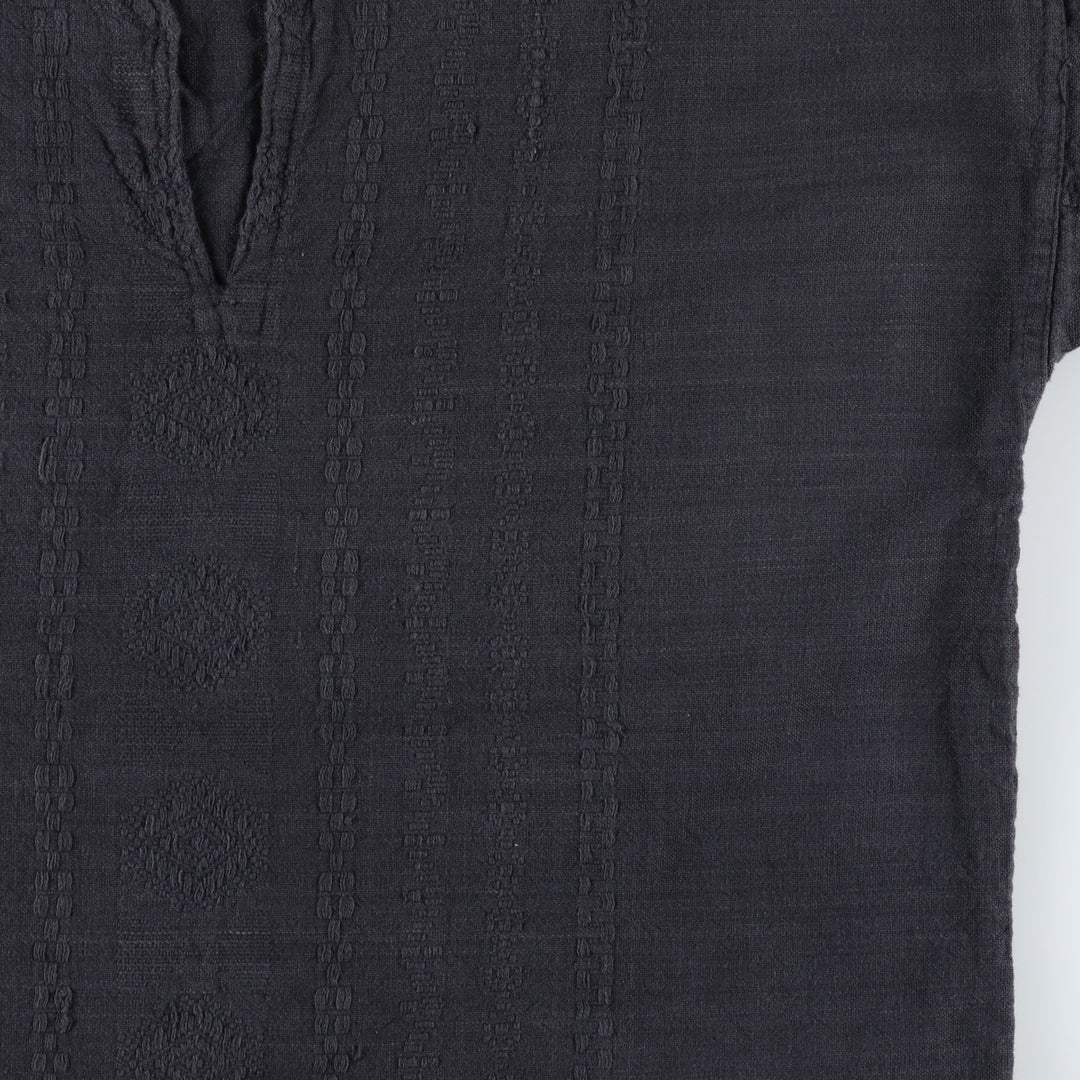 Slit neck long-sleeved pullover blouse, women's size XL equivalent. unclear black type Vintage Second Hand