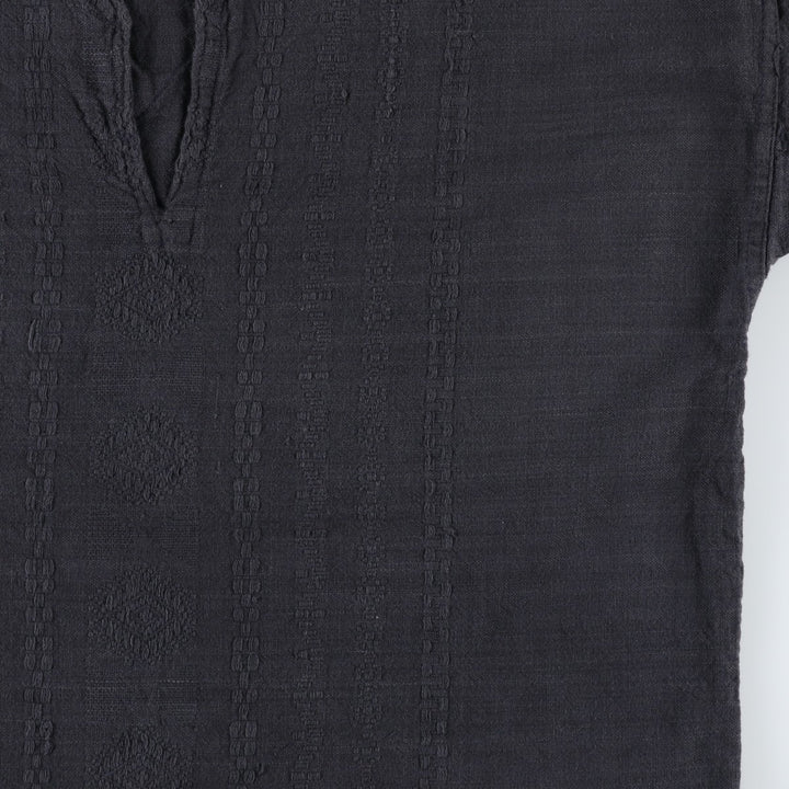 Slit neck long-sleeved pullover blouse, women's size XL equivalent. unclear black type Vintage Second Hand