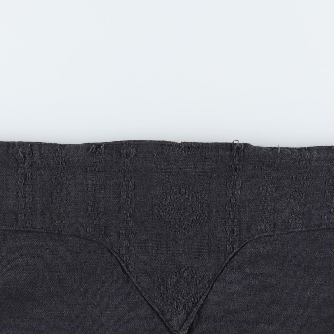 Slit neck long-sleeved pullover blouse, women's size XL equivalent. unclear black type Vintage Second Hand