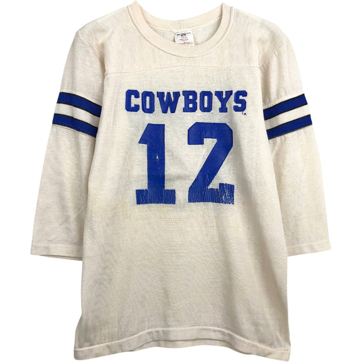 80s-90'S Rawlings NFL Dallas Cowboys Football 3/4 Sleeve T-Shirt, Women's Size S unclear ivory Vintage Second Hand