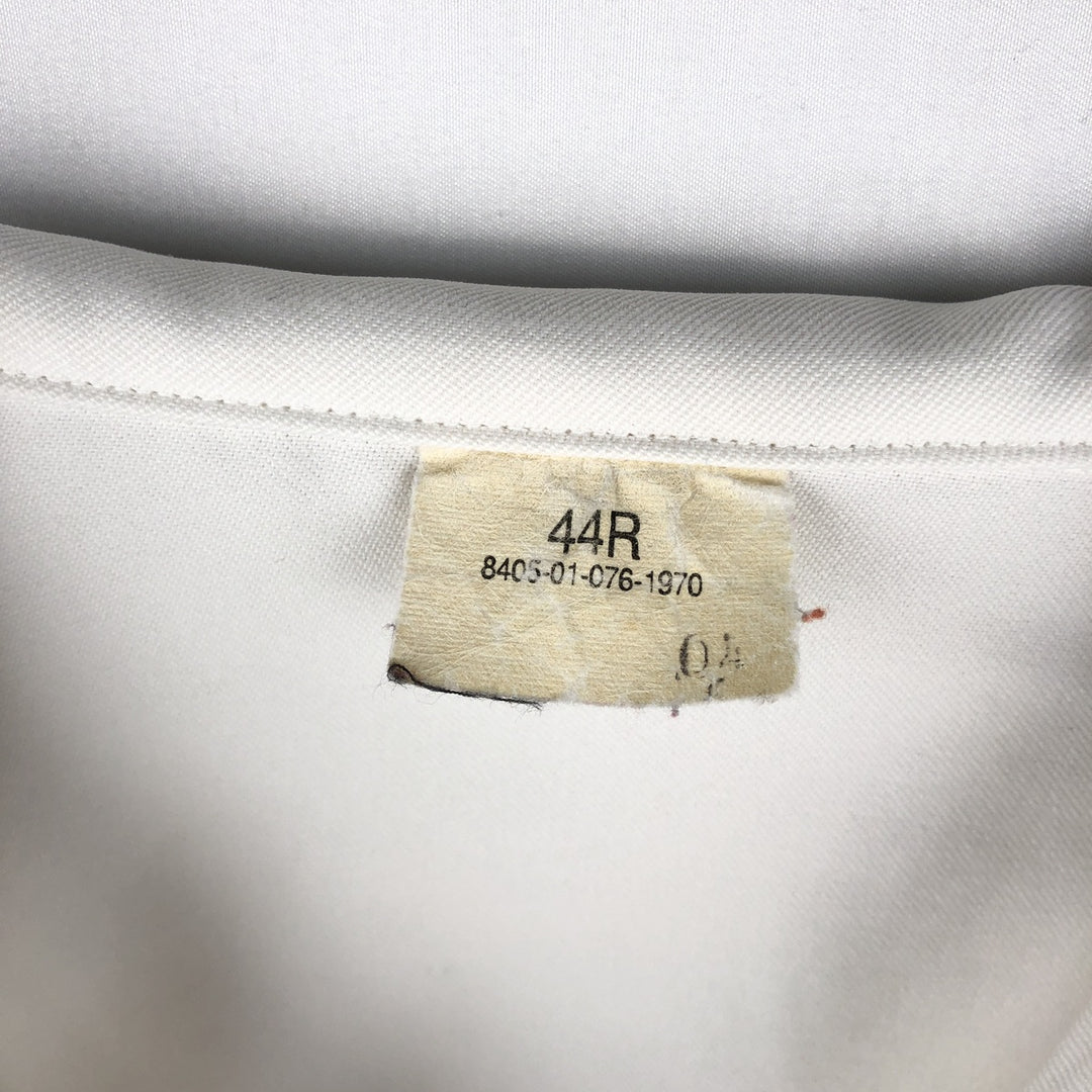 1990'S US Navy Military Long-Sleeve Sailor Shirt, Made in USA, Size 44R (Men's L equivalent), Vintage polyester white type Vintage Second Hand