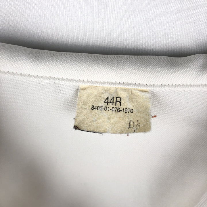 1990'S US Navy Military Long-Sleeve Sailor Shirt, Made in USA, Size 44R (Men's L equivalent), Vintage polyester white type Vintage Second Hand