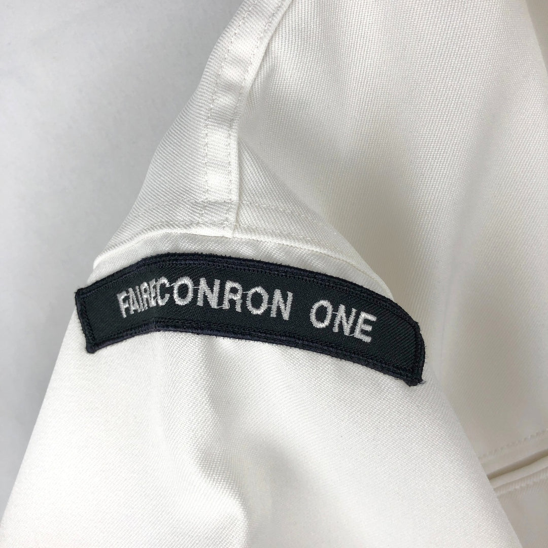 1990'S US Navy Military Long-Sleeve Sailor Shirt, Made in USA, Size 44R (Men's L equivalent), Vintage polyester white type Vintage Second Hand