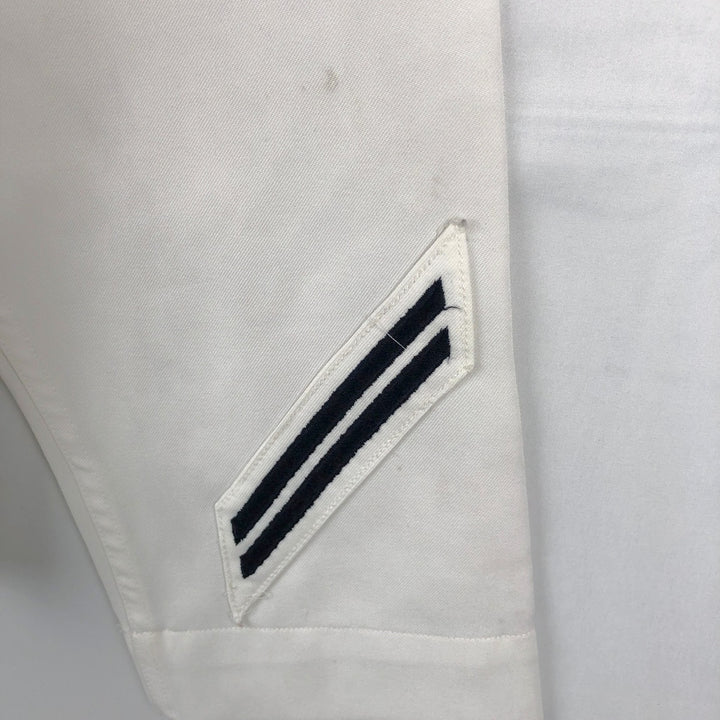1990'S US Navy Military Long-Sleeve Sailor Shirt, Made in USA, Size 44R (Men's L equivalent), Vintage polyester white type Vintage Second Hand
