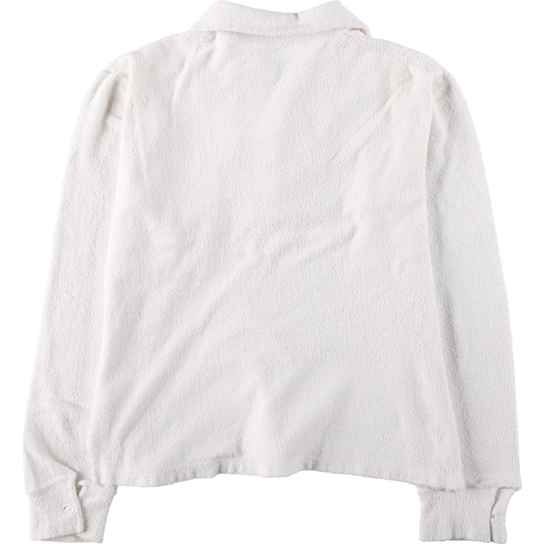 Terry cloth long-sleeved polo shirt, women's size M (approx.) unclear white type Vintage Second Hand