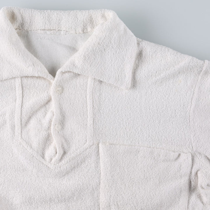 Terry cloth long-sleeved polo shirt, women's size M (approx.) unclear white type Vintage Second Hand