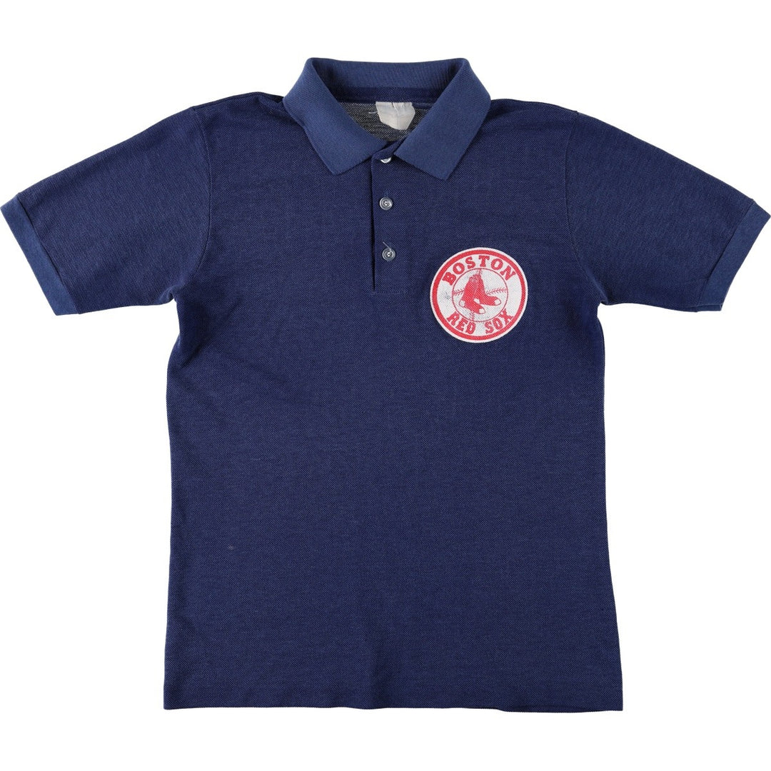 MLB Boston Red Sox Short-Sleeve Polo Shirt, Made in USA, Women's Size M (approx.) unclear navy blue type Vintage Second Hand