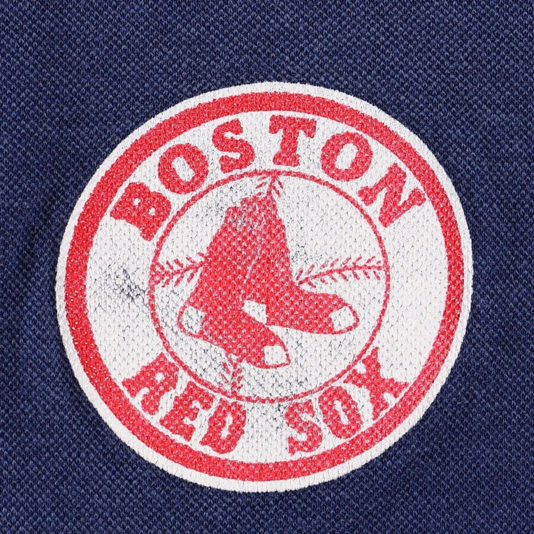 MLB Boston Red Sox Short-Sleeve Polo Shirt, Made in USA, Women's Size M (approx.) unclear navy blue type Vintage Second Hand