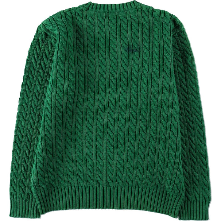 Ralph Lauren LAUREN Lauren Cable Knit Cotton Knit Sweater Women's M Size cotton green type Vintage Second Hand