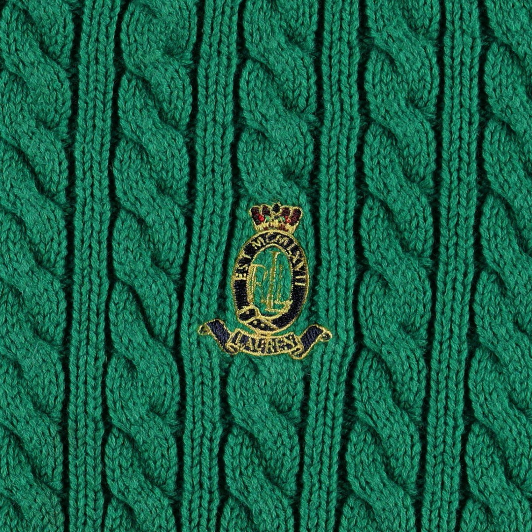 Ralph Lauren LAUREN Lauren Cable Knit Cotton Knit Sweater Women's M Size cotton green type Vintage Second Hand
