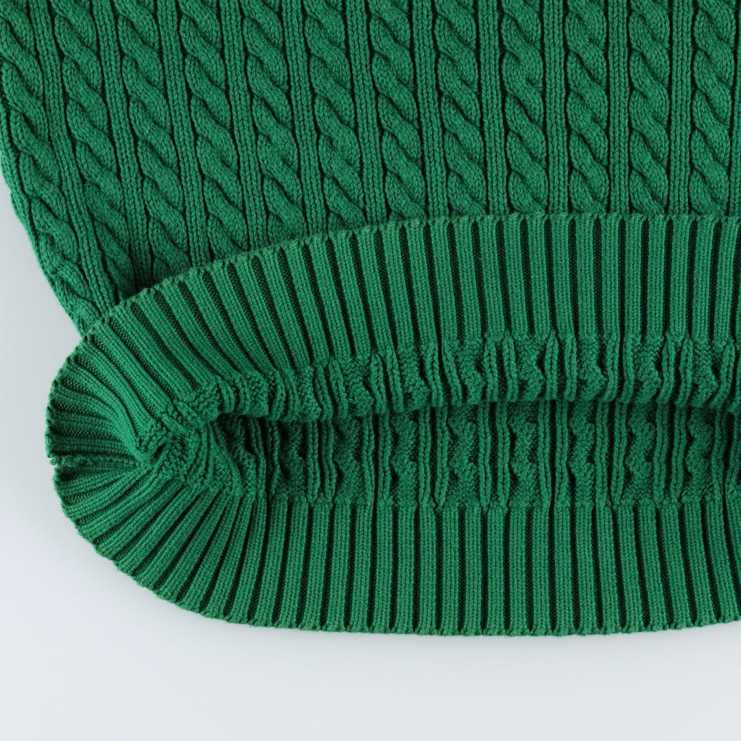 Ralph Lauren LAUREN Lauren Cable Knit Cotton Knit Sweater Women's M Size cotton green type Vintage Second Hand