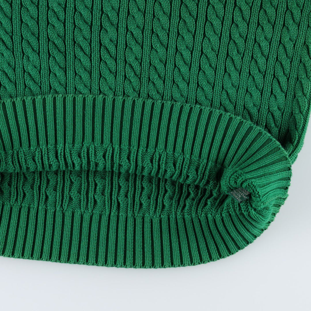 Ralph Lauren LAUREN Lauren Cable Knit Cotton Knit Sweater Women's M Size cotton green type Vintage Second Hand