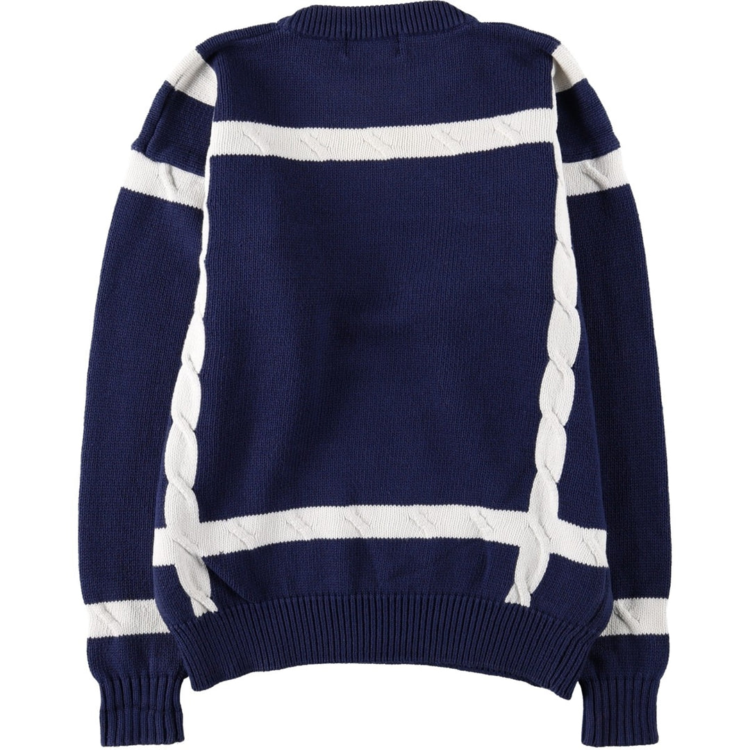 Christian Dior MONSIEUR Check Pattern Cotton Knit Sweater, Men's Size M (approx.) cotton navy blue type Vintage Second Hand