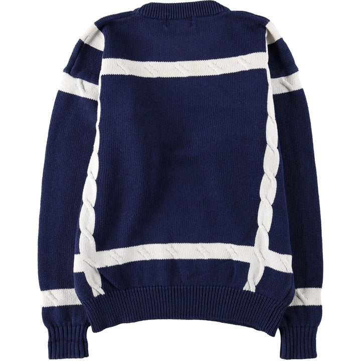 Christian Dior MONSIEUR Check Pattern Cotton Knit Sweater, Men's Size M (approx.) cotton navy blue type Vintage Second Hand