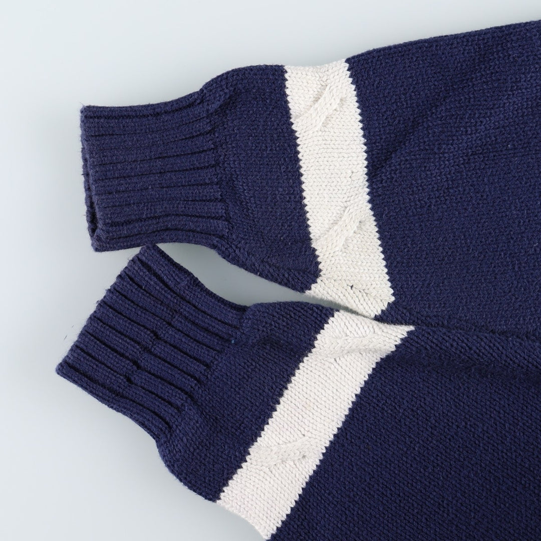Christian Dior MONSIEUR Check Pattern Cotton Knit Sweater, Men's Size M (approx.) cotton navy blue type Vintage Second Hand