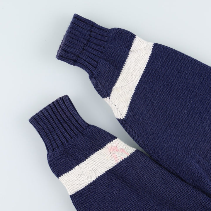 Christian Dior MONSIEUR Check Pattern Cotton Knit Sweater, Men's Size M (approx.) cotton navy blue type Vintage Second Hand