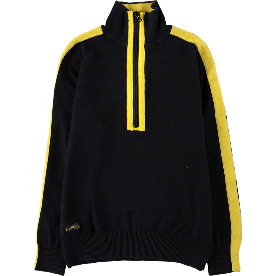 Ralph Lauren L-RL LAUREN ACTIVE Cotton Knit Half-Zip Sweater, Women's Size L (approx.) cotton black type Vintage Second Hand