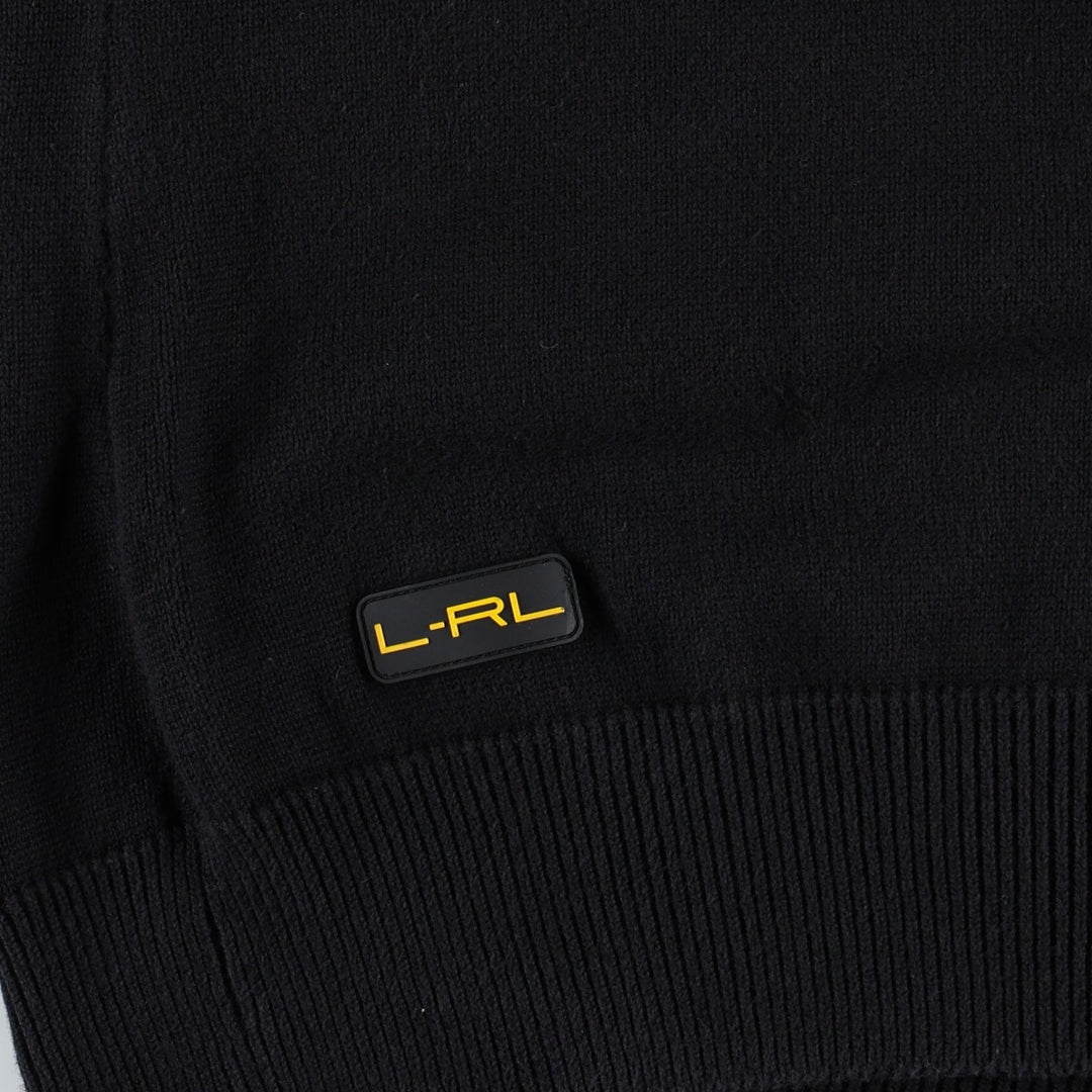 Ralph Lauren L-RL LAUREN ACTIVE Cotton Knit Half-Zip Sweater, Women's Size L (approx.) cotton black type Vintage Second Hand