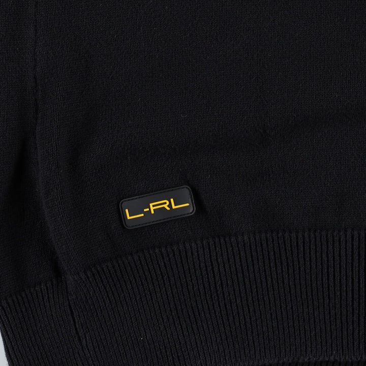 Ralph Lauren L-RL LAUREN ACTIVE Cotton Knit Half-Zip Sweater, Women's Size L (approx.) cotton black type Vintage Second Hand