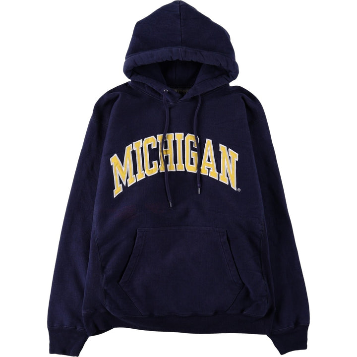 Steve & Barries MICHIGAN University of Michigan College Sweatshirt Pullover Hoodie (Men's Size M) cotton navy blue type Vintage Second Hand