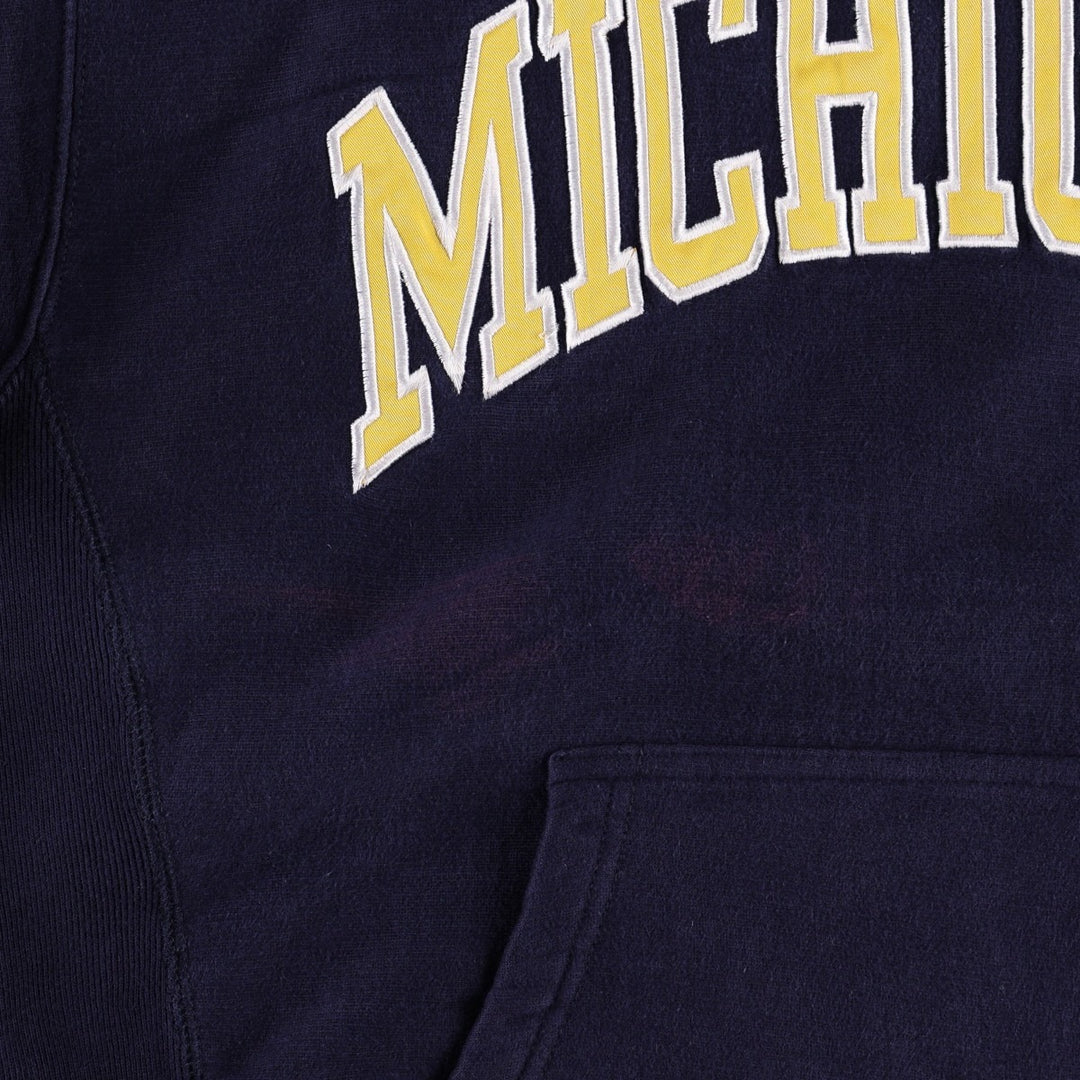 Steve & Barries MICHIGAN University of Michigan College Sweatshirt Pullover Hoodie (Men's Size M) cotton navy blue type Vintage Second Hand