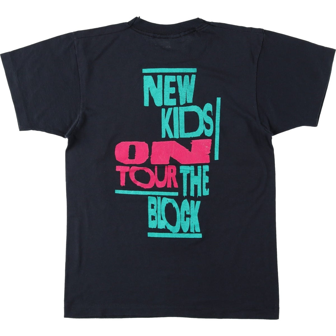 80'S Screen Stars New Kids on the Block Band T-shirt, Made in USA, Women's Size S (approx.), Vintage cotton black type Vintage Second Hand