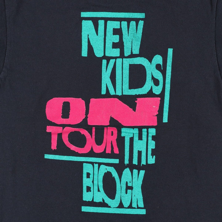 80'S Screen Stars New Kids on the Block Band T-shirt, Made in USA, Women's Size S (approx.), Vintage cotton black type Vintage Second Hand