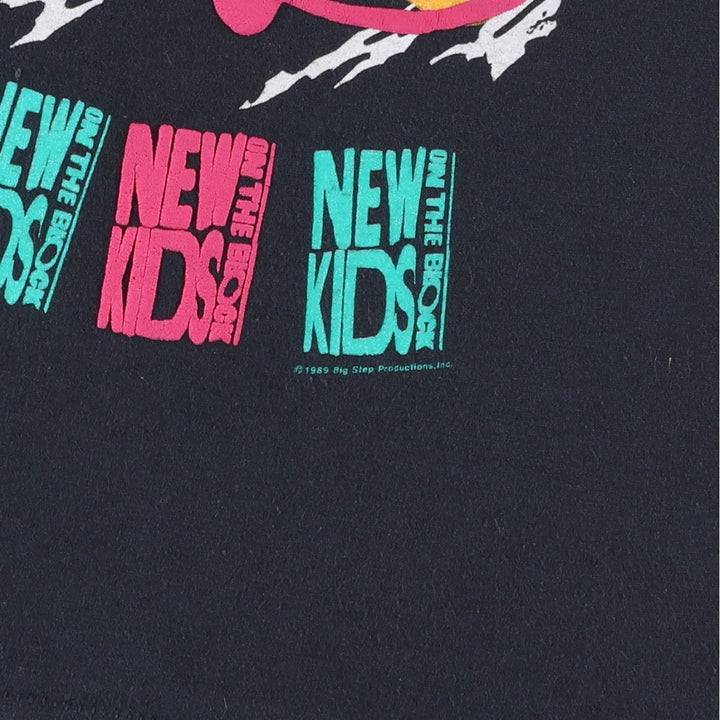 80'S Screen Stars New Kids on the Block Band T-shirt, Made in USA, Women's Size S (approx.), Vintage cotton black type Vintage Second Hand