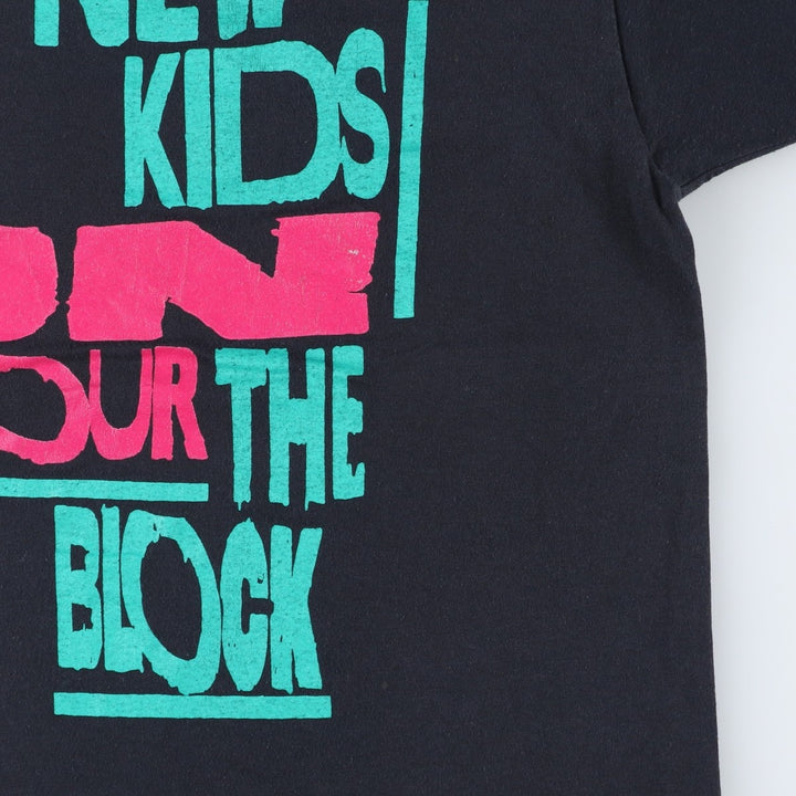 80'S Screen Stars New Kids on the Block Band T-shirt, Made in USA, Women's Size S (approx.), Vintage cotton black type Vintage Second Hand