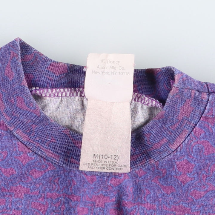 90'S Disney Hunchback of Notre Dame Esmeralda all-over character print T-shirt, Made in USA, Women's size S (approx.) polyester purple type Vintage Second Hand