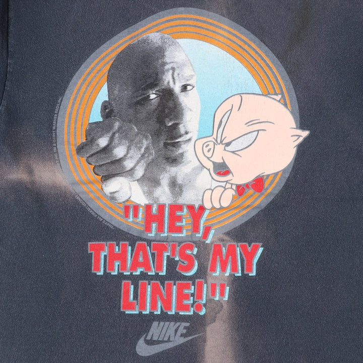 90'S Nike Silver Tag Michael Jordan Looney Tunes Character Print T-Shirt (Men's Size M) cotton black type Vintage Second Hand