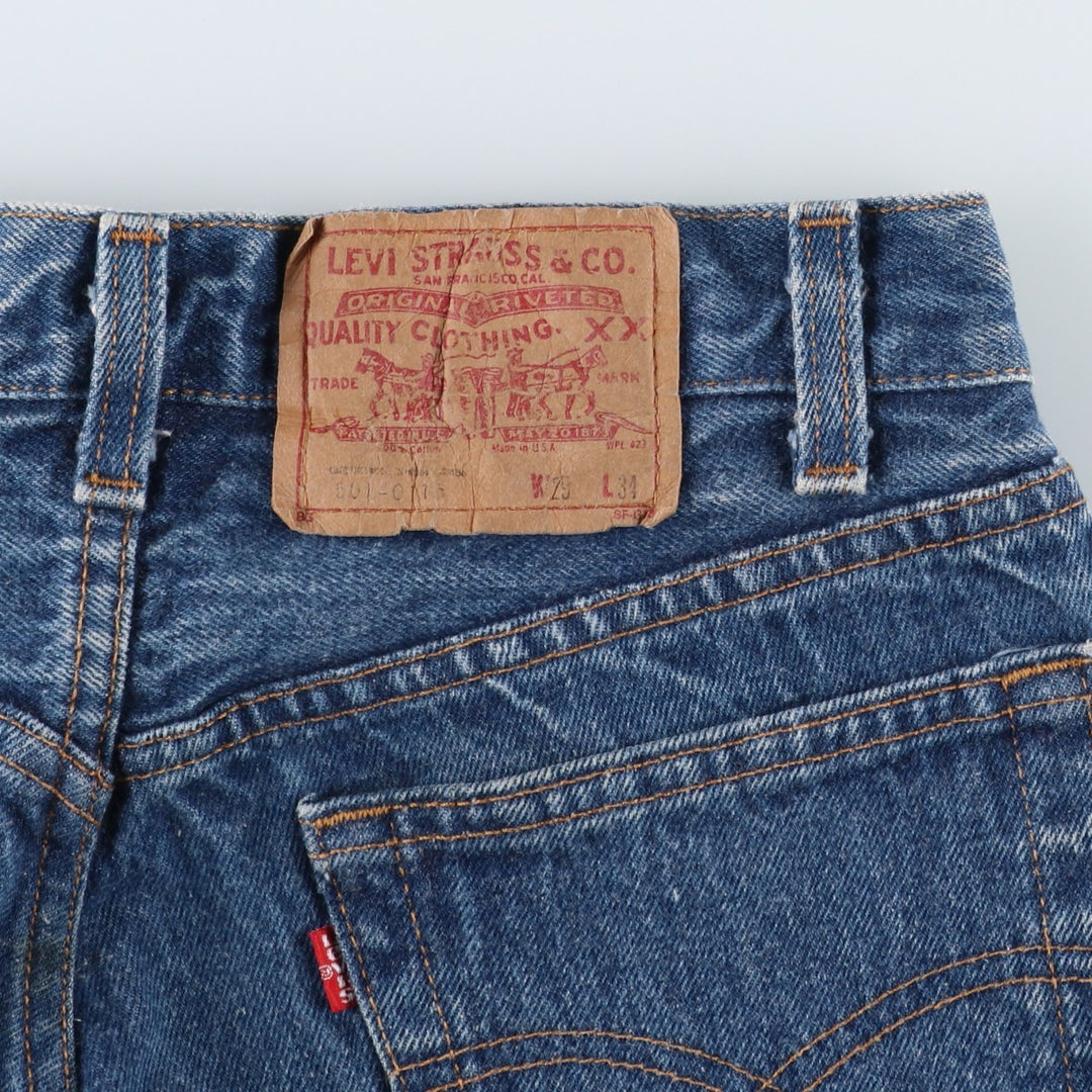 ~1990'S Levi's 501-0115 Straight Denim Pants, Made in USA, Women's Size L (equivalent to W28), Vintage cotton blue type Vintage Second Hand