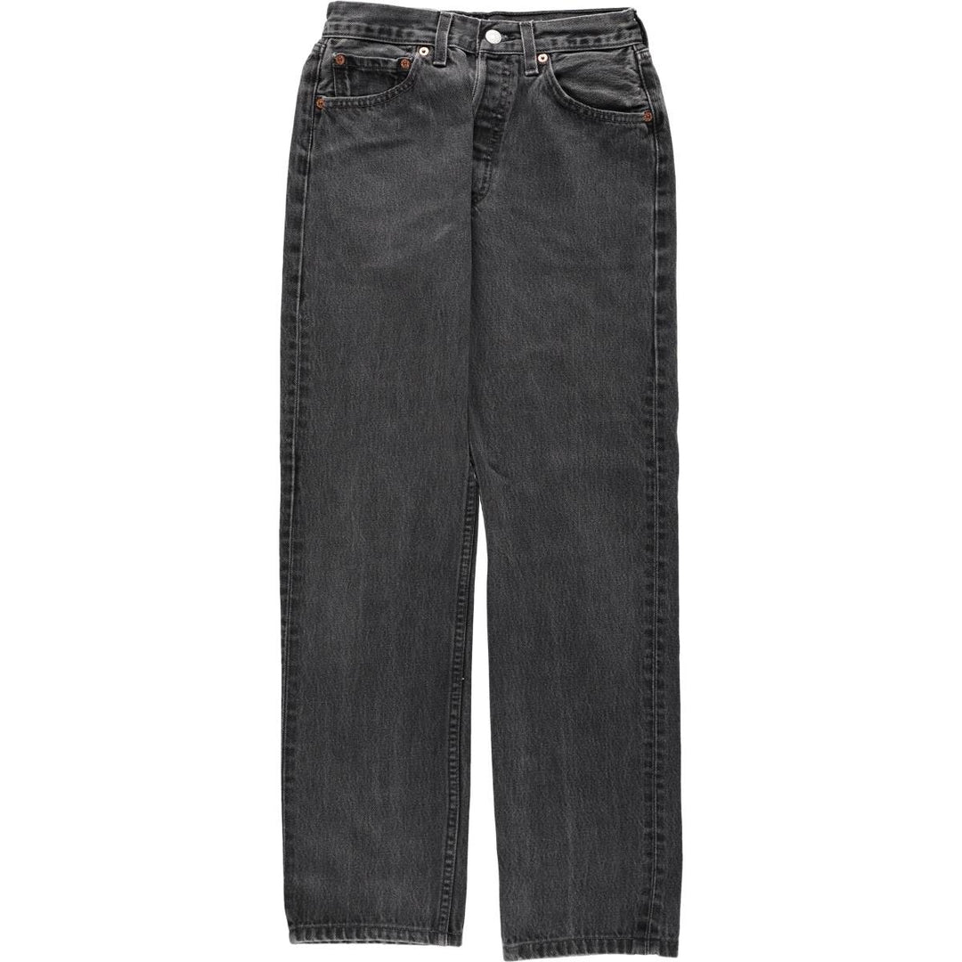 2000'S Levi's 501 Black Denim Straight Leg Jeans, Made in USA, Women's Size M (W26 equivalent) cotton black type Vintage Second Hand