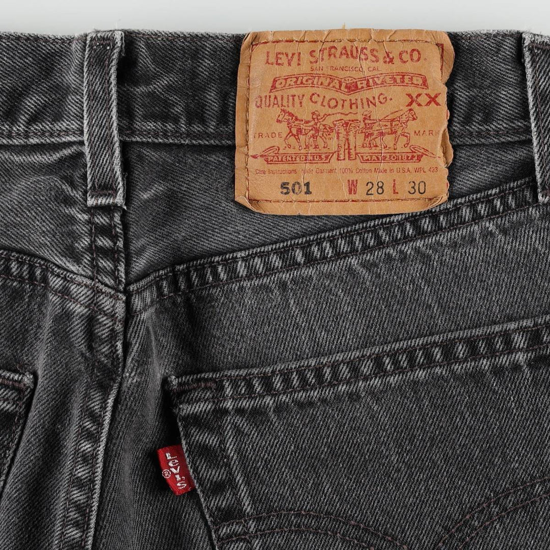 2000'S Levi's 501 Black Denim Straight Leg Jeans, Made in USA, Women's Size M (W26 equivalent) cotton black type Vintage Second Hand